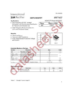 IRF7457PBF datasheet  